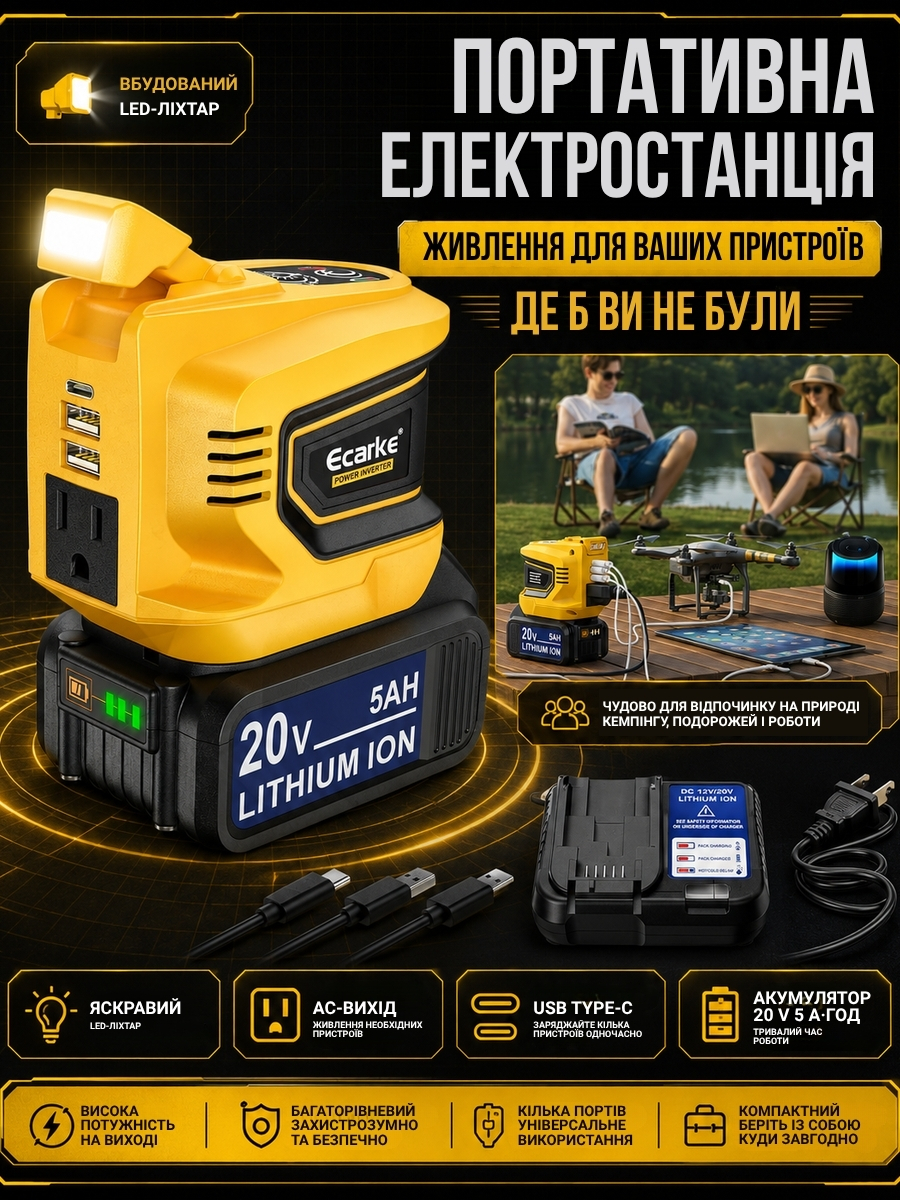 Портативна електростанція 200 Вт